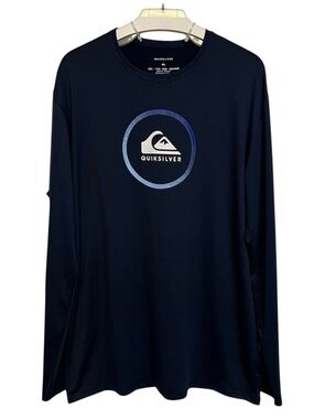 QUIKSILVER Navy Blue Long Sleeve T-Shirt Men’s XXL Circle Logo Graphic